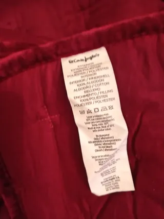 Colcha de matrim. reversible, terciopelo y algodón