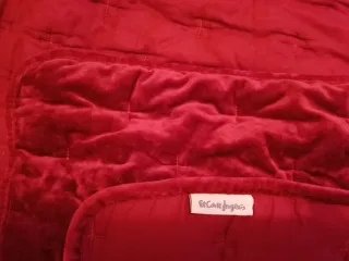 Colcha de matrim. reversible, terciopelo y algodón