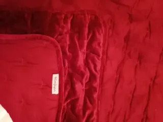 Colcha de matrim. reversible, terciopelo y algodón