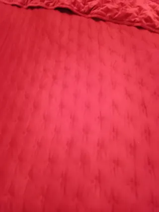 Colcha de matrim. reversible, terciopelo y algodón