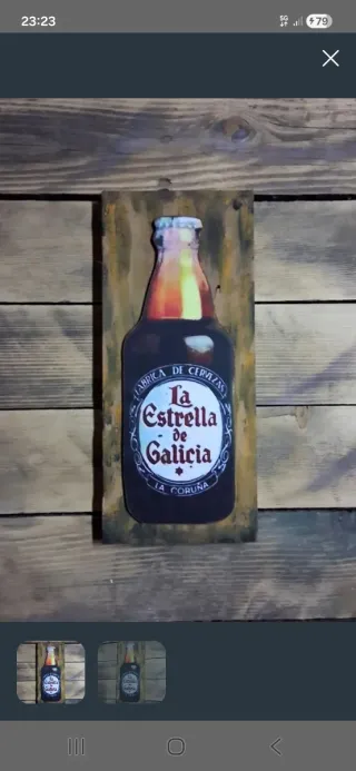 Cartel Estrella Galicia Madera Relieve