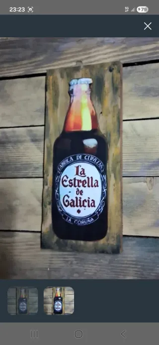 Cartel Estrella Galicia Madera Relieve