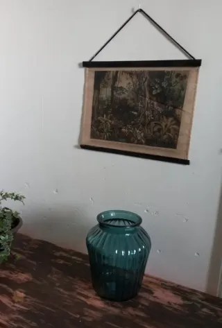 Jarrón de cristal azul verdoso