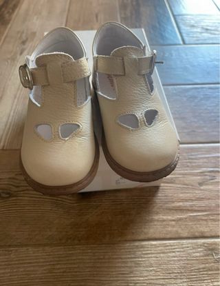 Scarpe bimbo/aBimbo T-bar pelle beige