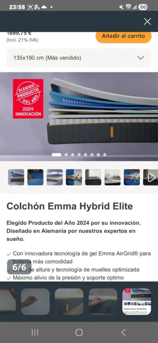 Colchón Emma Elite-Visco 135x190