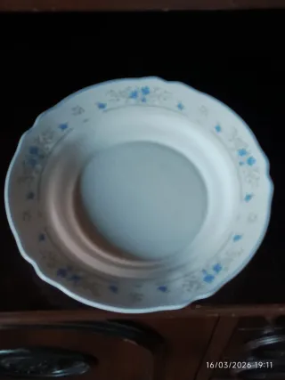 Plato de porcelana con diseño azul