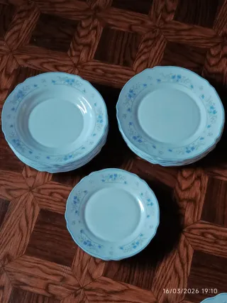Plato de porcelana con diseño azul