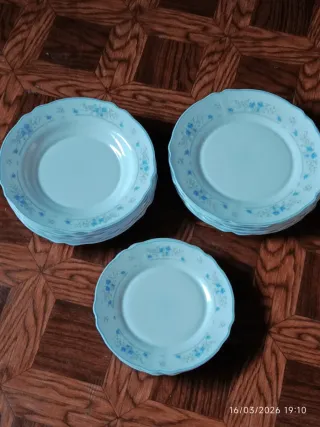 Plato de porcelana con diseño azul