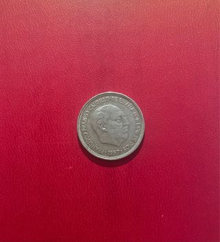 Moneda CON DEFECTO de 5 pesetas de Franco 1957