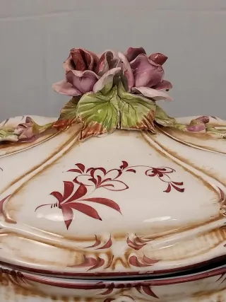 SOPERA,BANDEJA PORCELANA.CAPODIMONTE VINTAG.FUENTE