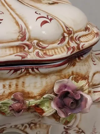 SOPERA,BANDEJA PORCELANA.CAPODIMONTE VINTAG.FUENTE