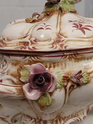 SOPERA,BANDEJA PORCELANA.CAPODIMONTE VINTAG.FUENTE