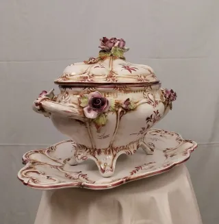 SOPERA,BANDEJA PORCELANA.CAPODIMONTE VINTAG.FUENTE