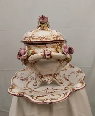 SOPERA,BANDEJA PORCELANA.CAPODIMONTE VINTAG.FUENTE