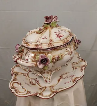 SOPERA,BANDEJA PORCELANA.CAPODIMONTE VINTAG.FUENTE