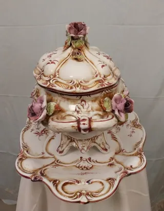 SOPERA,BANDEJA PORCELANA.CAPODIMONTE VINTAG.FUENTE