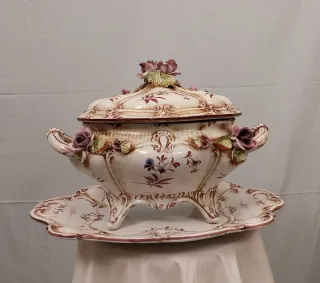 SOPERA,BANDEJA PORCELANA.CAPODIMONTE VINTAG.FUENTE