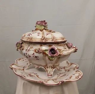 SOPERA,BANDEJA PORCELANA.CAPODIMONTE VINTAG.FUENTE