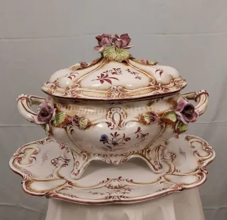 SOPERA,BANDEJA PORCELANA.CAPODIMONTE VINTAG.FUENTE
