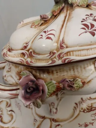 SOPERA,BANDEJA PORCELANA.CAPODIMONTE VINTAG.FUENTE