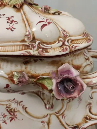 SOPERA,BANDEJA PORCELANA.CAPODIMONTE VINTAG.FUENTE