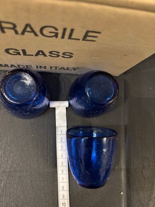 8 Bicchieri Vetro Blu Cobalto 8cm made in italy