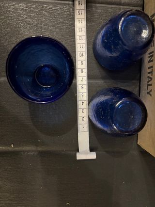 8 Bicchieri Vetro Blu Cobalto 8cm made in italy
