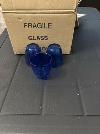 8 Bicchieri Vetro Blu Cobalto 8cm made in italy