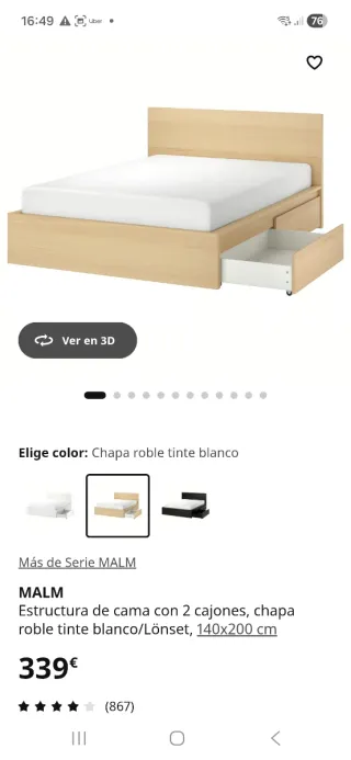 Cama Ikea con 2 cajones
