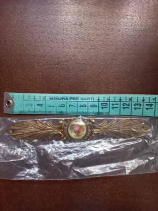 Conjunto tiradores latón y porcelana vintage