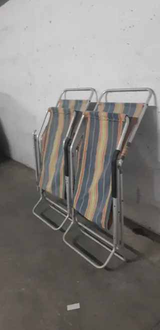 4 Tumbonas Amarillas Metal y Tela