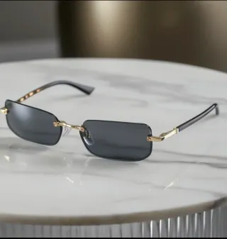 Occhiali da sole rettangolari oro grigio