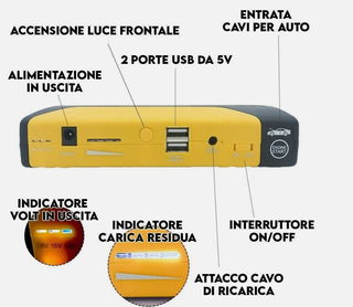 Avviatore Auto Moto Power Bank Caricabatterie
