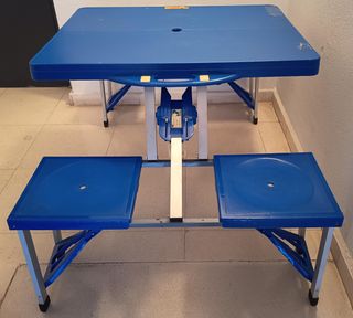 Mesa y 4 Sillas Plegables Azul