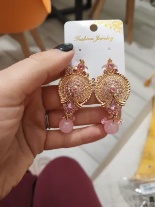 Orecchini grandi oro e rosa