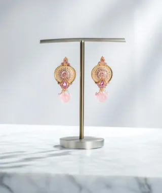 Orecchini grandi oro e rosa