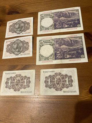 Billetes antiguos pesetas correlativos, 8 billetes