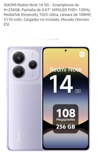 Xiaomi Redmi Note 14 5G Morado 256GB