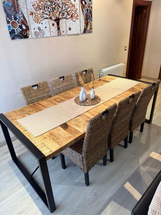 Mesa comedor industrial madera maciza mango 210cm