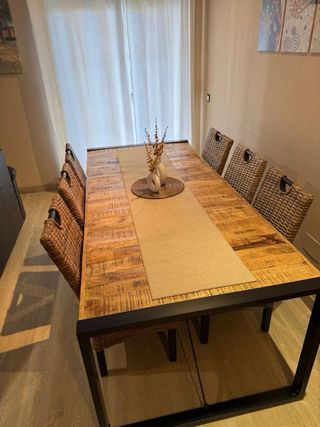 Mesa comedor industrial madera maciza mango 210cm