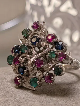 Anillo Vintage Piedras Preciosas