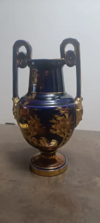 Vaso Anfora Richard Ginori Blu Oro Ceramica