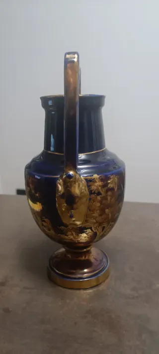 Vaso Anfora Richard Ginori Blu Oro Ceramica