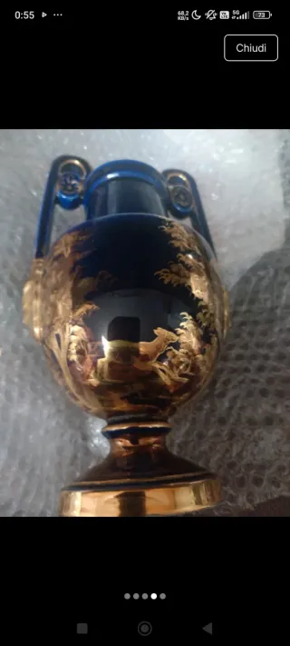 Vaso Anfora Richard Ginori Blu Oro Ceramica