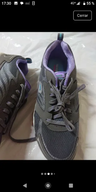Zapatillas Skechers Talla 37.5 Gris/Morado