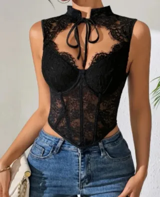 Top Corset Encaje Negro