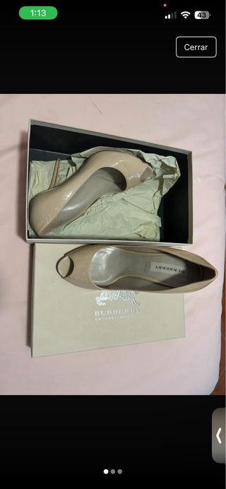 Zapatos Burberry Beige Peep Toe Tacón