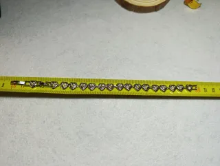 Pulsera Corazones Circonitas y Acero Plateado