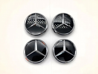 CENTROS DE RUEDA MERCEDES 75MM NEGRO BRILLO 1662