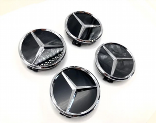 CENTROS DE RUEDA MERCEDES 75MM NEGRO BRILLO 1662